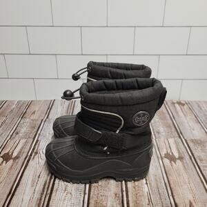 Totes Kids Youth Snow Boots Size 10T Black Strap Bungee Winter Shoes